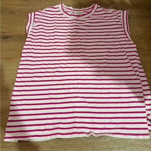 Pink and White Striped Sleeveless Top